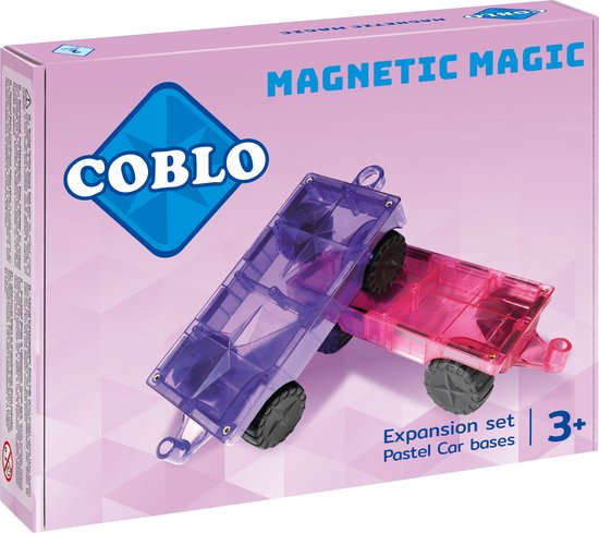 Coblo uitbreidingsset - Pastel auto onderstellen - Magnetisch speelgoed - Auto Speelgoed - STEM speelgoed - Cadeau kind - Speelgoed 3 jaar t/m 12 jaar