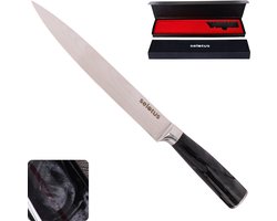 Selotus® Japans Koksmes 32 cm – Professioneel Vleesmes / Trancheermes – Vlijmscherp Lang Mes voor Vlees, Vis en Groenten – Past in Messenset – Zwart