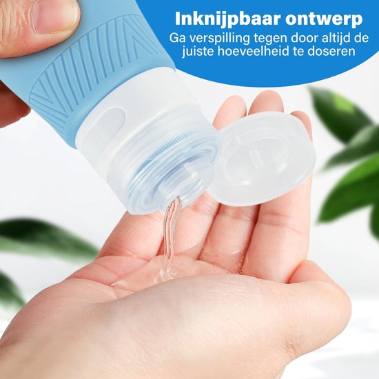 Cailean - Bouteilles de voyage avec étui - 4 Pièces - 100 ml - Barre de recharge - Bagage à main - Silecone - Accessoires de voyage - Ensemble de voyage - Durable - Bouteilles de voyage