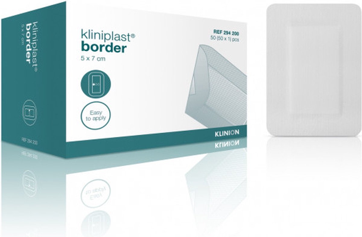 Klinion Kliniplast Nonwoven Border eilandpleister 5 x 7 CM wit - 50 stuks steriel verpakt