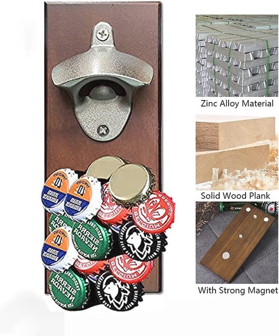 Ouvre-bouteille magnétique avec attrape-bouchon pour la maison et l'extérieur- Outils Durable et pratique pour les amateurs de bière