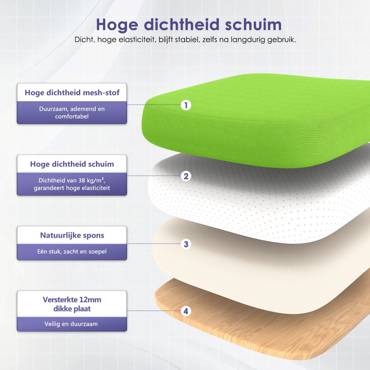 Hiaonyx Bureaustoel-Ergonomische bureaustoel-bureaustoelen voor volwassenen-Opklapbare armleuningen-Lendensteun-Verdikt en verbreed zitkussen-Groente thumbnail 5