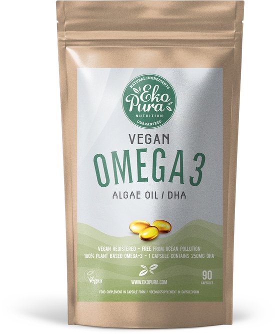 Ekopura - Omega 3 Algenolie - Vegan (90 capsules, 250mg DHA) - Beter dan Visolie