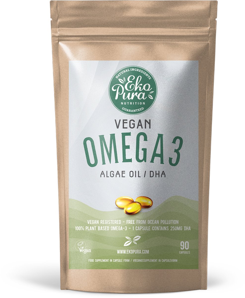 Goedkoopste Omega 3 Algenolie - Vegan (90 capsules, 250mg DHA) - Beter dan Visolie