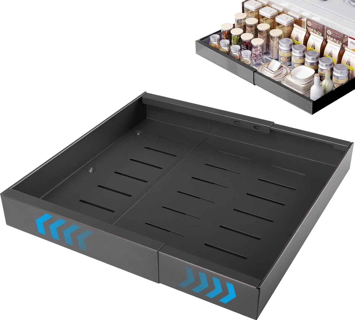 JGS ® Uitschuifbare Keukenlade Organizer zonder Boren of Spijkeren voor Optimaal Ruimtegebruik