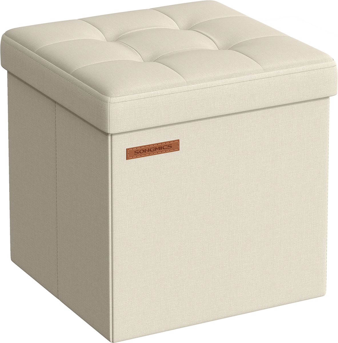 Opklapbare kruk – Met opbergruimte 30 x 30 cm crèmewit