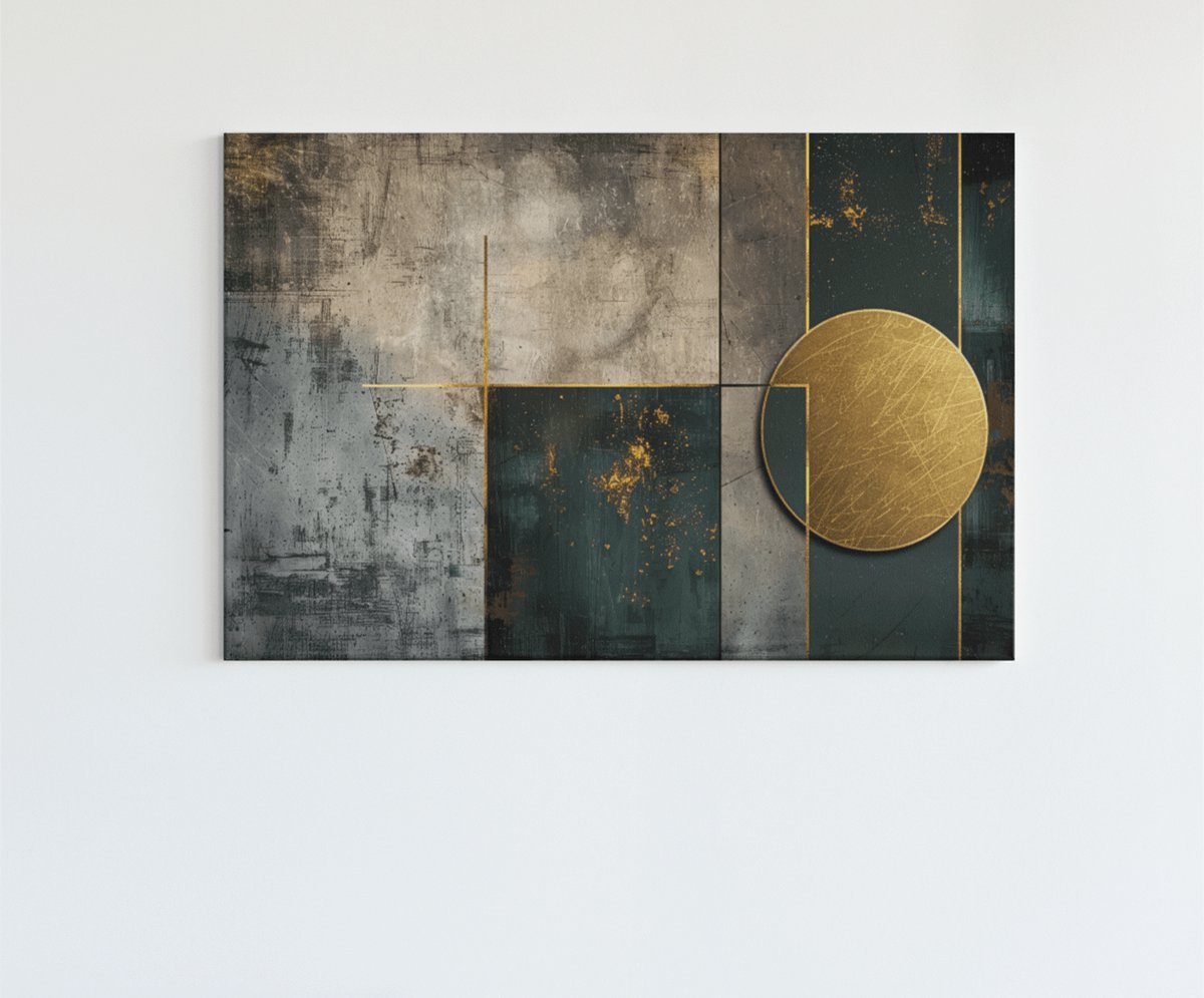 Trendex Global Canvas Schilderij - Abstract - Groen - Goud - 60x40x2 cm