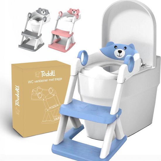 Product: Toddli - WC Verkleiner met Trapje - Potje Peuter - WC Verkleiner opvouwbaar - Blauw, van het merk 