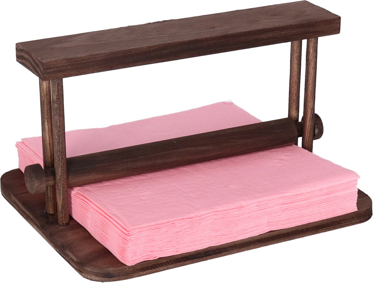 CM Servettenhouder - Rechthoek - hout - Donker bruin - 21 x 17 x 12 cm