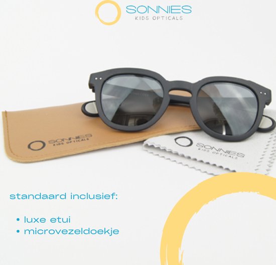 Sonnies - Kinderzonnebril Napoli Nero - Leeftijd 5-7 jaar - gepolariseerde glazen voorzien van UV400 bescherming - lichtgewicht frame - buigzaam en flexibel - jongens en meisjes - kinder zonnebril - kleur zwart van Sonnies — afbeelding 2
