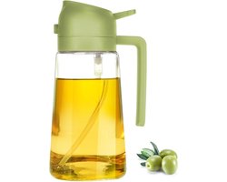 Flow Goods 2-in-1 Olijfolie Sprayer – Groen - Olijfolie Fles met Giet- en Sprayfunctie - Navulbaar Olie Glas – 470 ML – Cooking Spray - BBQ Accesoires – Airfryer