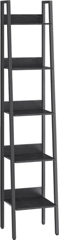 vidaXL Ladderrek met 4 schappen 64x34x150,5 cm donkerbruin en zwart