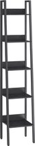 MIRA Home - Ladderrek - Boekenkast - Hout - Zwart- 30x33,8x170