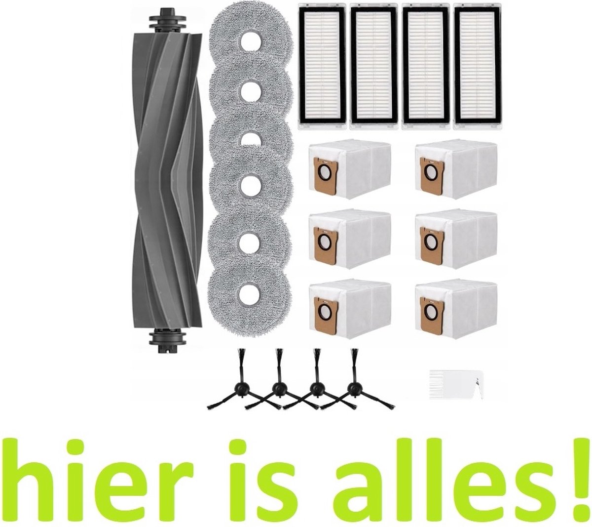 GROOT KIT met onderdelen compatibel met L20 - L20 ULTRA - L20 Complete - L30 - mop dweilen filters borstels zakken - Hoogwaardige vervanging voor: Dreame L20 - 22 onderdelen - hier is alles!