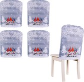Housses de chaise 4 pièces - Housses de chaise de salle à manger - Décoration de Noël - Chaise motif flocon de neige forêt dessin animé - Housses de chaise de Noël imprimées créatives - Décoration de Noël - Gris