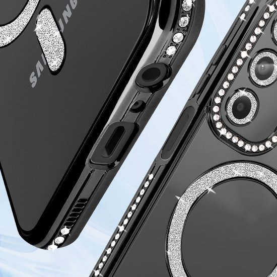 Coque Avizar Diamond pour Samsung Galaxy A15 MagSafe avec strass, Zwart