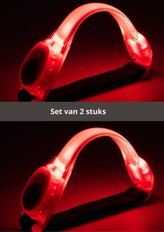 V&P Running bracelet - Bracelet de sport LED réfléchissant - 2 pièces - Éclairage de sécurité jogging - Éclairage de course - Feux de course - 2 modes clignotants ou entièrement de couleur Rouge