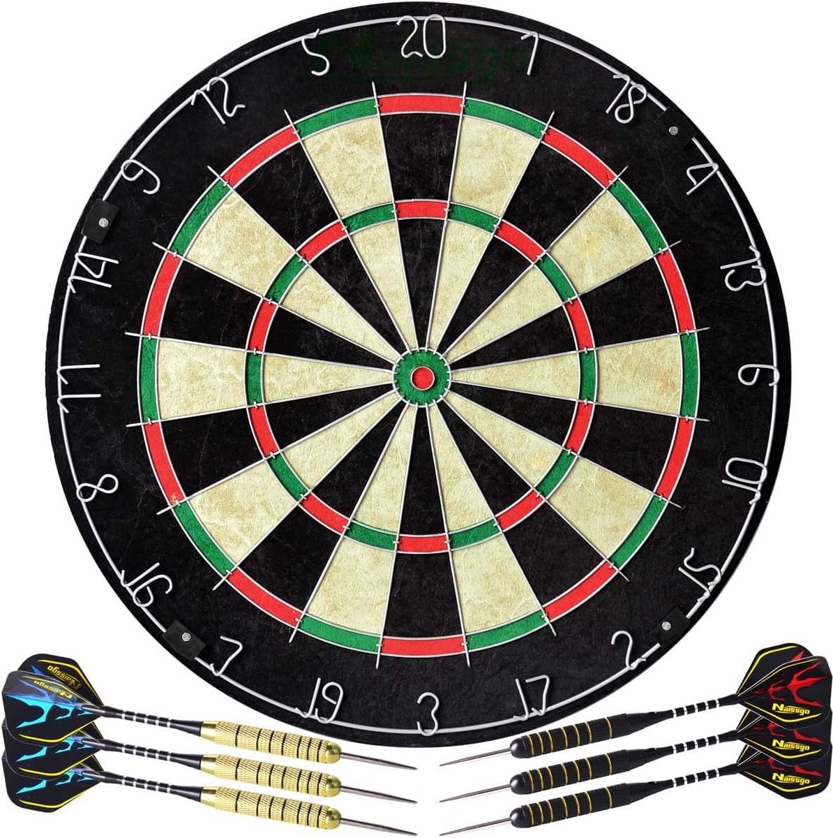 Goodivery ® Dartbord Set voor Complete Dartervaring met 6 Stalen Darts en Accessoires