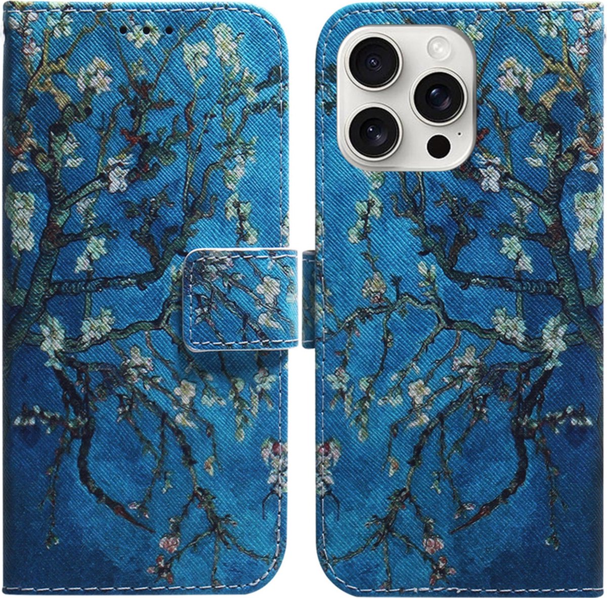 Boek-Cover Etui Hoes geschikt voor iPhone 16 PRO Van Gogh Amandelbloesem