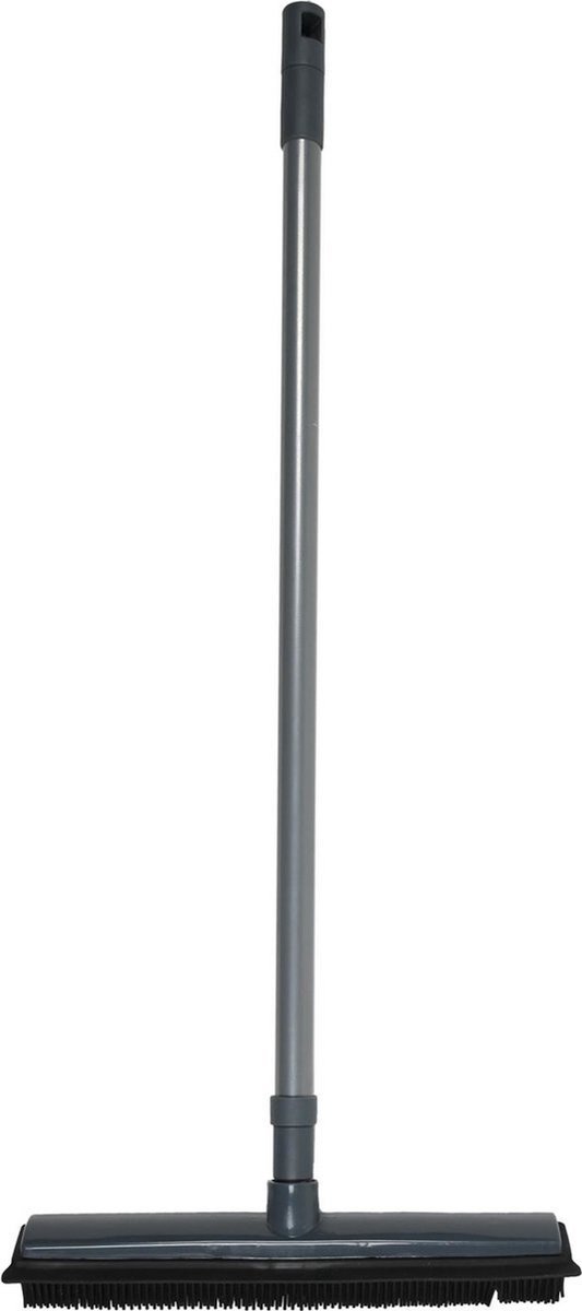 Goedkoopste Cleenify Rubberen Bezem met steel - Vloertrekker Hondenharen - Kappersbezem - Vloerwisser - Bezem binnen en buiten - Telescoop steel 68-120 cm - Zwart