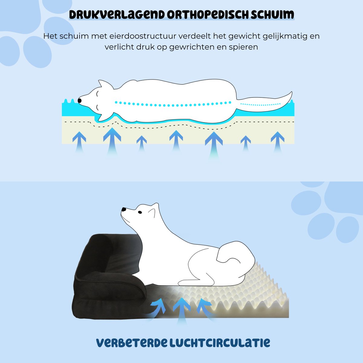 JAXY - Orthopedisch Hondenbed - Hondenmand - Hondensofa - Anti-Slip en Wasbaar - 107 x 81 x 16,5 x 16,5 - XL - Zwart thumbnail 3