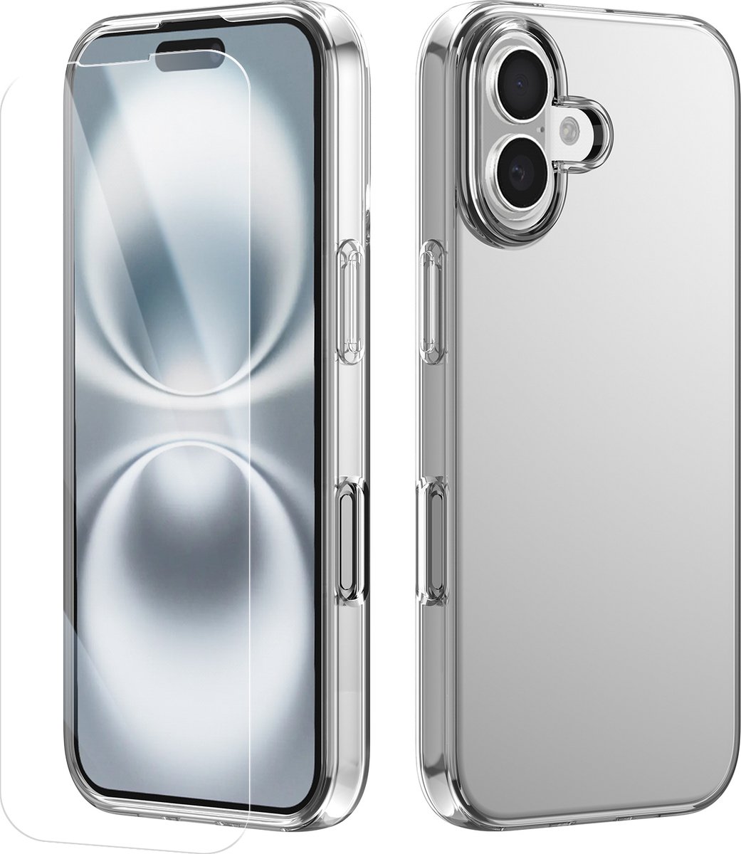 Hoesje Geschikt voor iPhone 16 Plus Transparant Telefoonhoesje - Anti-Shock Clear Case Cover met 1x Screenprotector