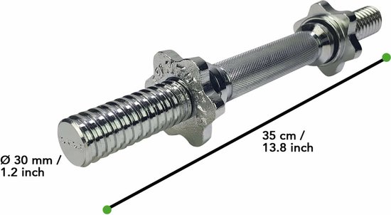 Tunturi Dumbell Gietijzer totaal 15kg - Halterset met schroefsluiting - Dumbbell Set - 1 Halterstang - 30mm - Incl. gratis fitness app