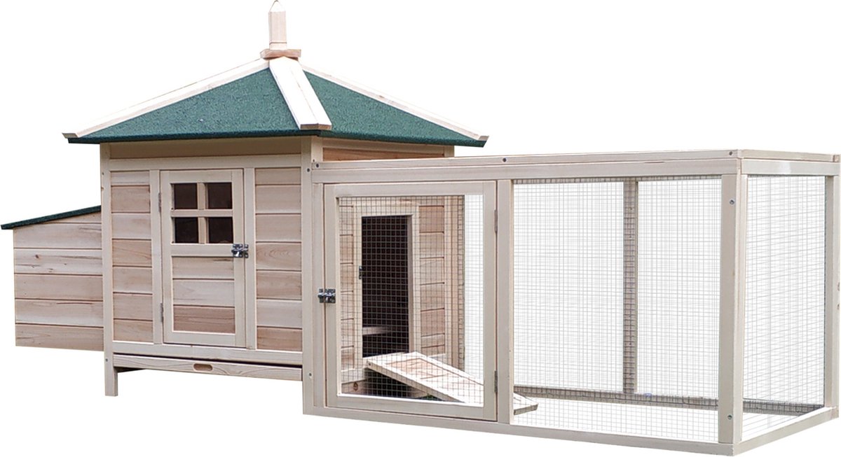 PawHut compact kippenhok met legnest en zitstok