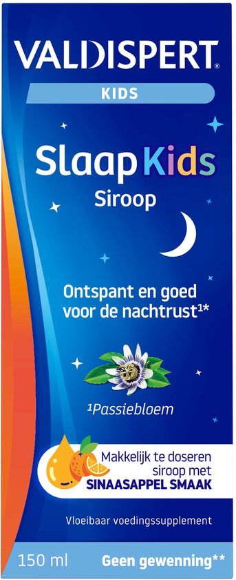 Valdispert Slaap Kids siroop - Passiebloem ontspant en is goed voor de nachtrust* - Geen gewenning** - Met sinaasappelsmaak - Kids vanaf 3 jaar - 150 ml