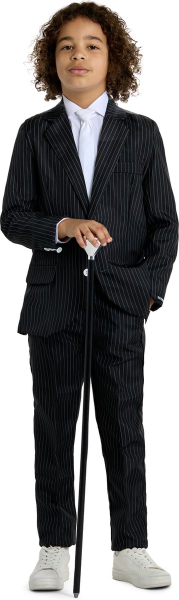 Suitmeister Gangster - Jongens Pak - Carnavalskleding - Halloween Kostuum - Verkleedkleding - Zwart - 10-12 jaar - Maat L