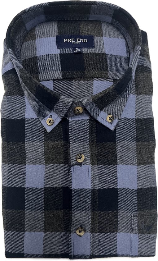 Pre End - Overhemd heren - flanel - colony blue - geruit - maat XXL