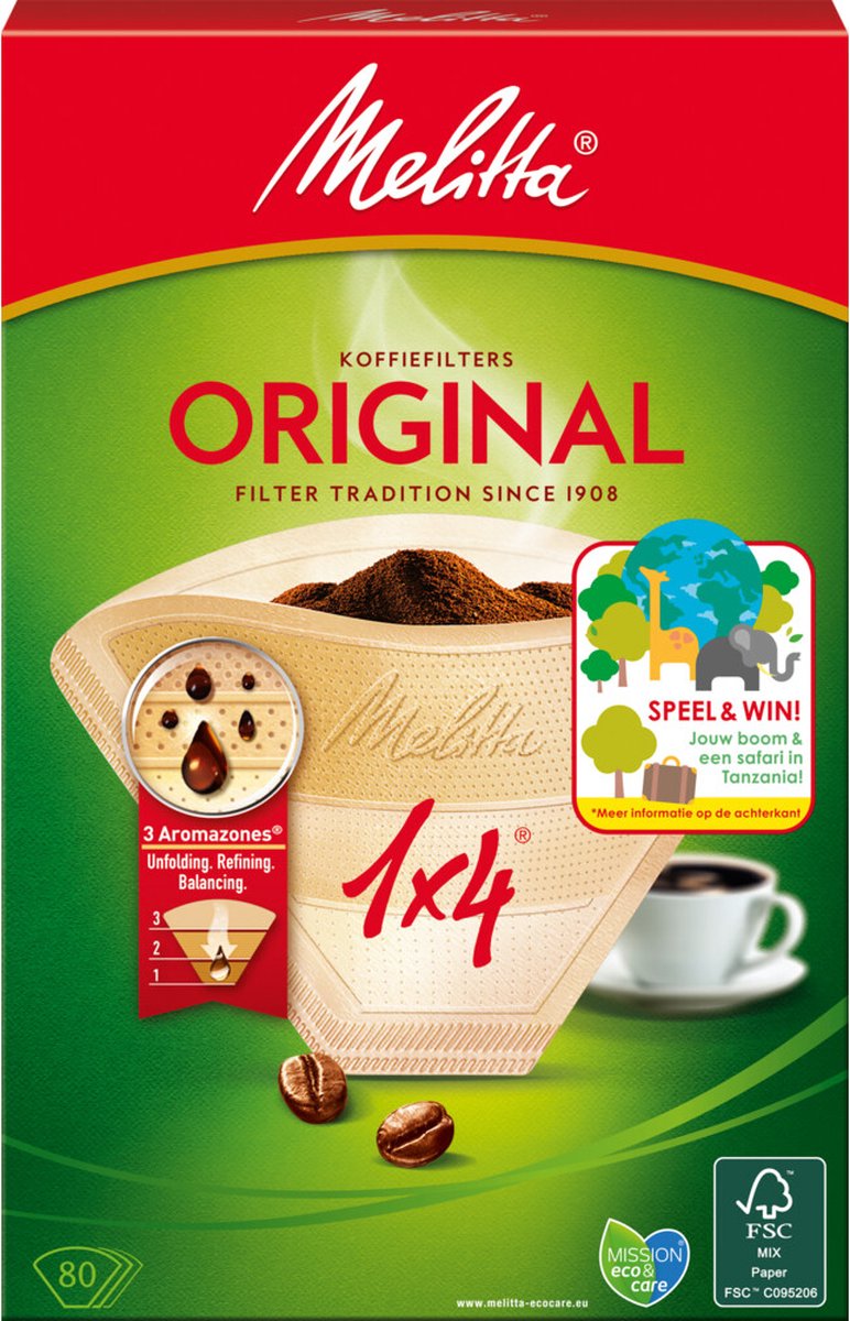 Melitta Filters 1x4 Bruin 80 stuks
