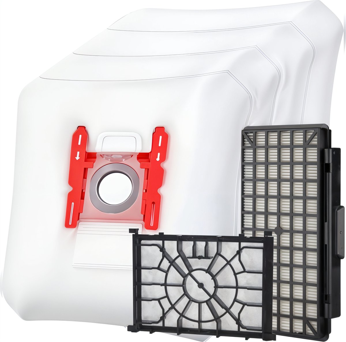 2x Filter en 4x stofzuigerzakken set geschikt voor Bosch Free'e en In'Genius - Vervangt G ALL, BBZ156HF en BBZ02MPF 00579421 00576833 Motor, HEPA filter stofzakken