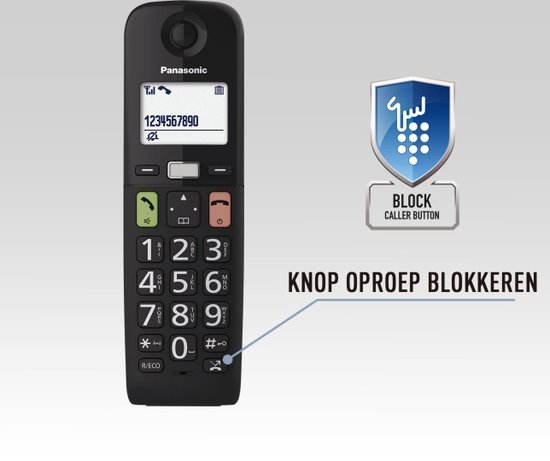 Panasonic KX-TGU-112EXB, Senioren DECT huistelefoon, grote toetsen, 2 handsets, zonder antwoordapparaat, zwart foto 4