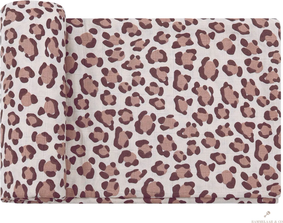 Goedkoopste Rammelaar&Co - Hydrofiele Doek XL - 120x120 cm - 70 Bamboe & 30 Katoen - Zacht en Soepel - Panterprint Bruin - Inbakerdoek - Spuugdoek - Kraamcadeau – Inbakeren