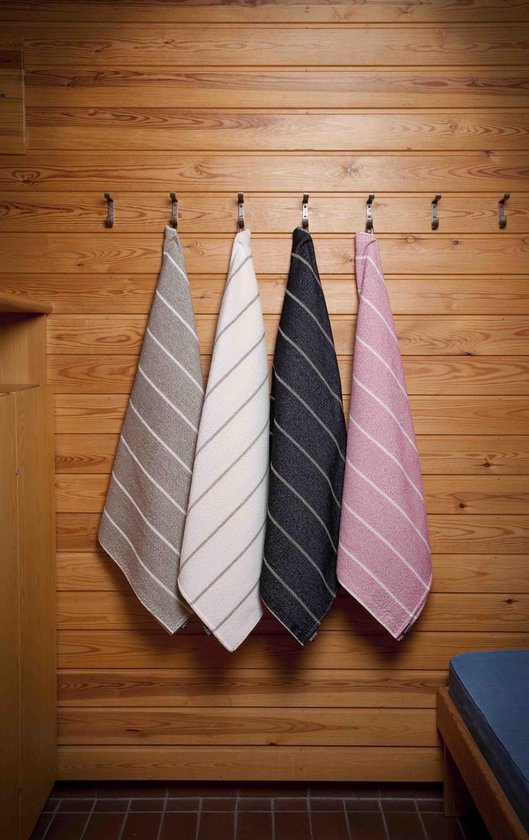 Jokipiin - linnen handdoek - rose met witte strepen