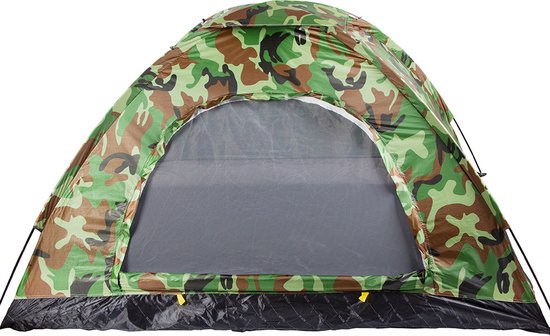 Camouflage Tent 2 Personen met Muggennet - Handige Opbergtas - Ideaal voor Hiking Kamperen Vissen Festival Survival- Visserstent - Camping — afbeelding 5
