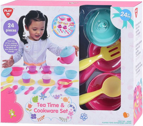 Foto: Play theeservies en kookaccessoires 24 delig kinderservies speelgoed 