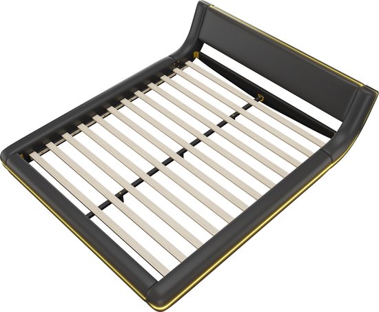 Lit double Sweiko 160*200 cm, éclairage LED, PU, ​​noir