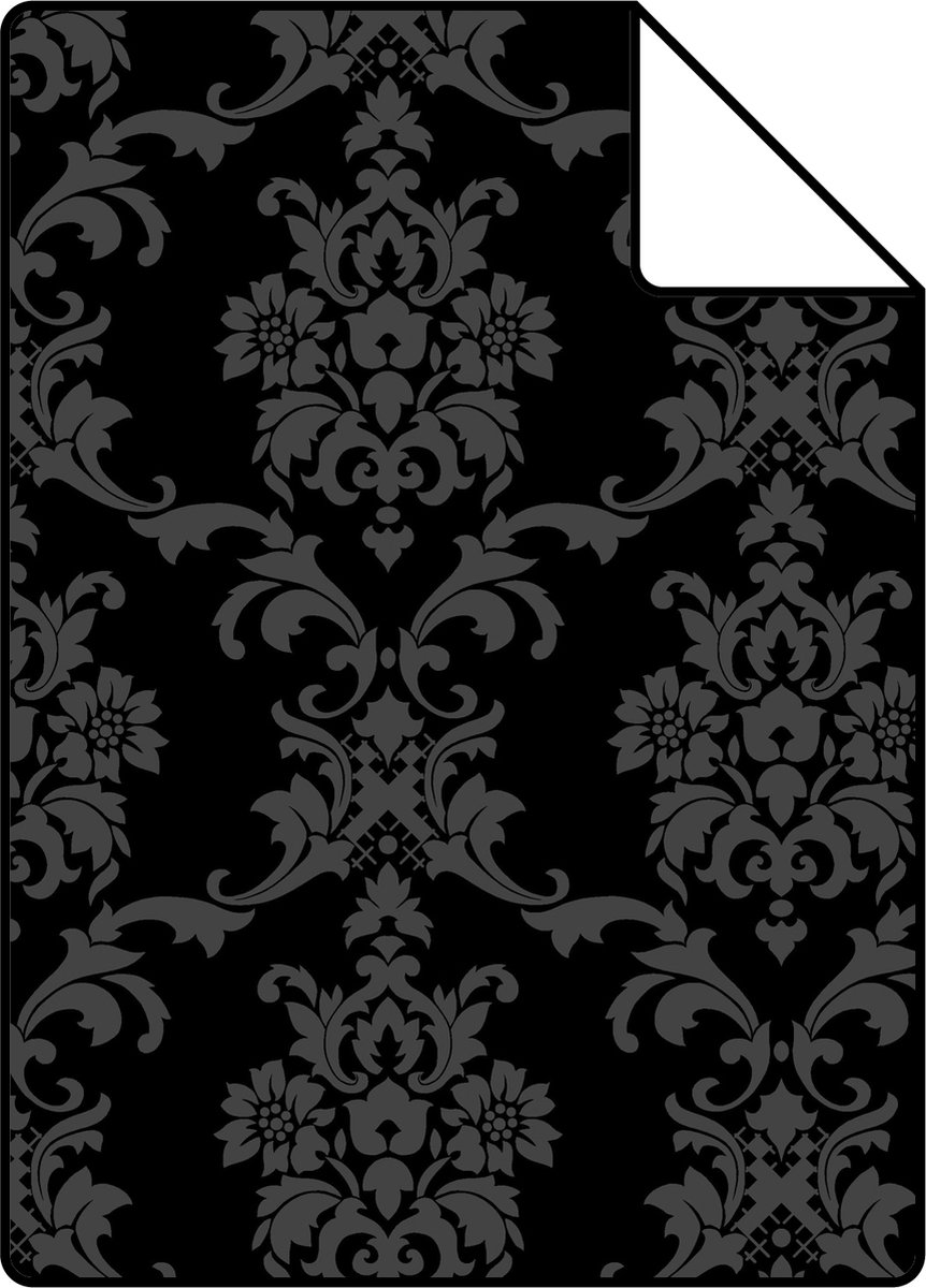 Proefstaal ESTAhome behang barokprint zwart - 26.5 x 21 cm - 136825-S