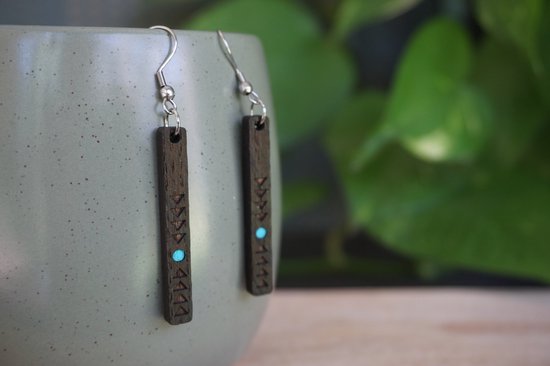 Spirit & Pine - Serena - Boucles d'oreilles en bois - Boucles d'oreilles pendantes bohèmes - Boho Chic - Chêne fumé