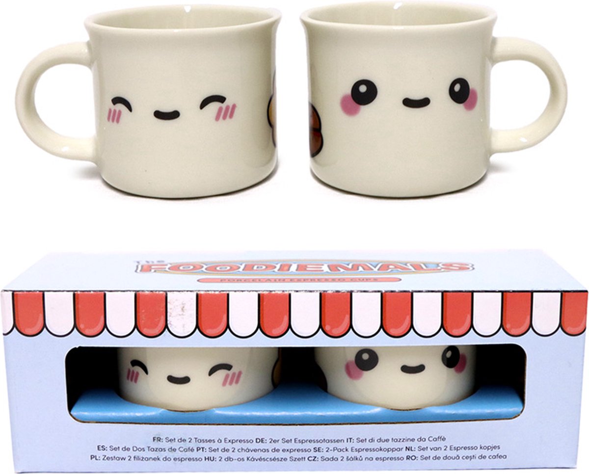 Foodiemals - espresso kopjes - set van 2 - superschattig - puckator