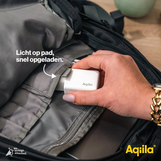 Chargeur USB Aqiila, 45 W, adaptateur USB-C, chargeur rapide GaN, Power PD , 2x USB-C, 100-240 V, Chargebird W2 Wit
