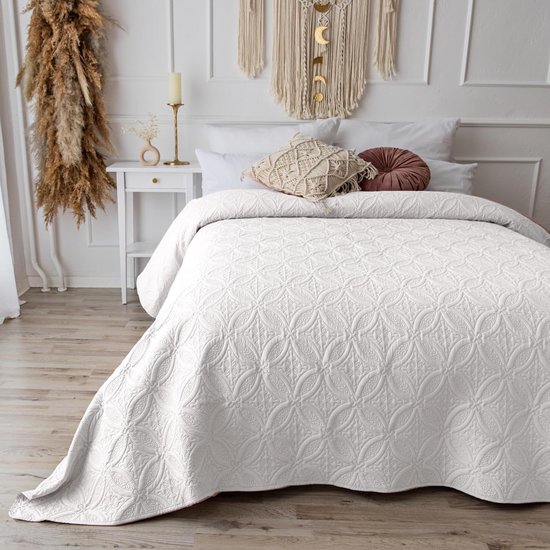 douceur d'intérieur, Gewatteerde sprei (220 x 240 cm) Romane Terracotta, effen microvezel