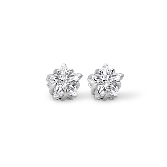 New Bling 9NB-0007 - Clous d'oreilles en argent - étoile zircone 6 mm - couleur argent
