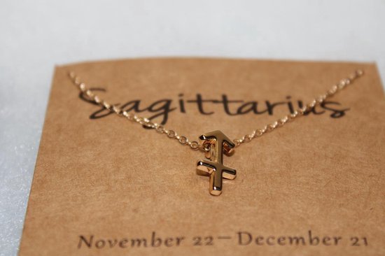 Bixorp Stars Boogschutter / Sagittarius Ketting - Goudkleurige Ketting op Cadeau Kaartje - Sterrenbeeld / Zodiac Hanger