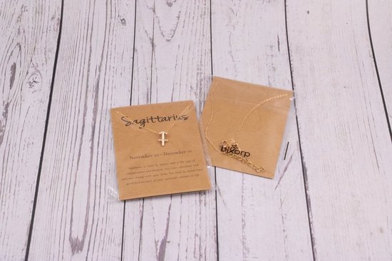 Bixorp Stars Boogschutter / Sagittarius Ketting - Goudkleurige Ketting op Cadeau Kaartje - Sterrenbeeld / Zodiac Hanger