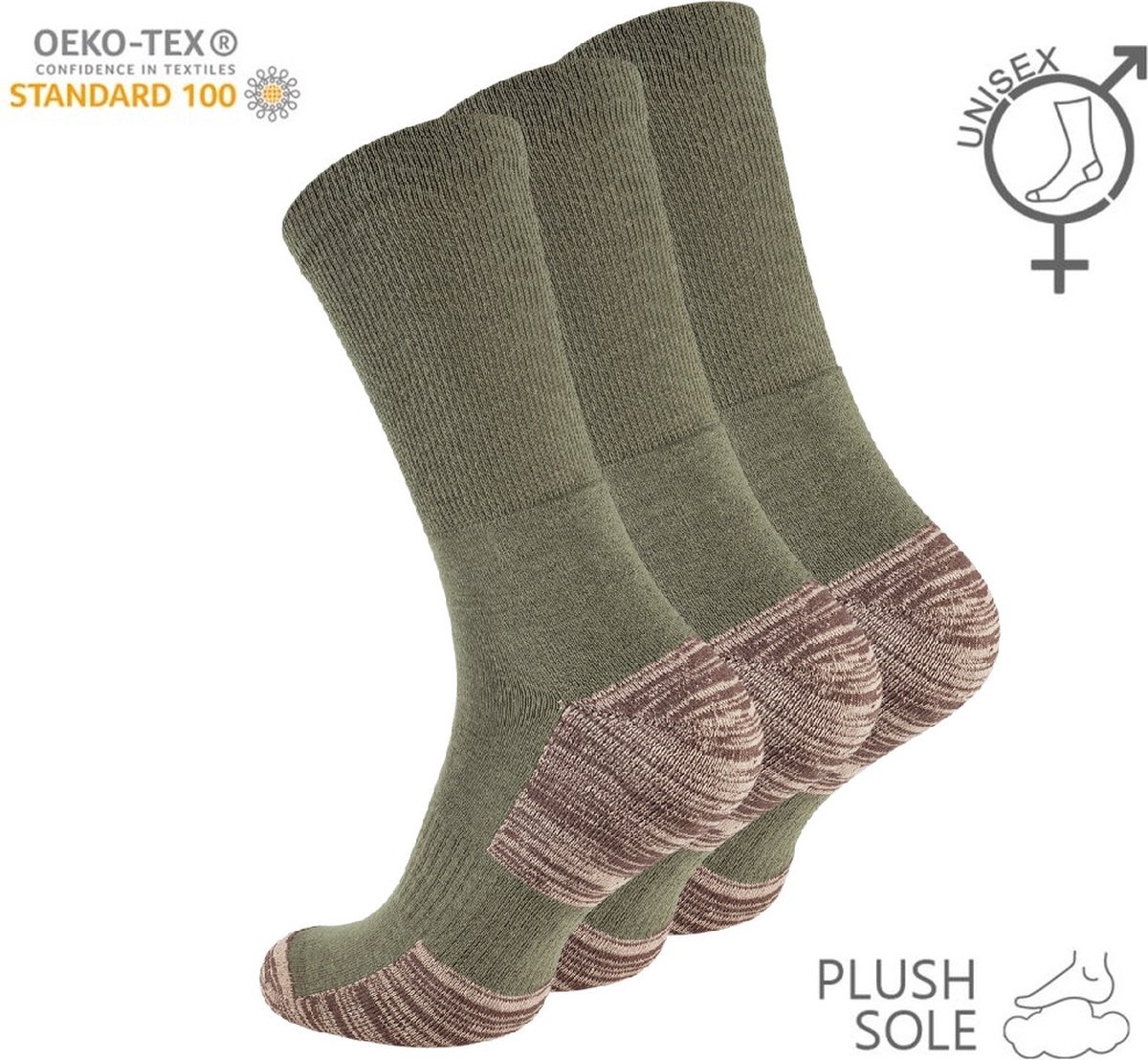 Stark Soul werksokken heren 47 50 - thermo sokken - outdoor - badstof - olijfgroen - 3 paar