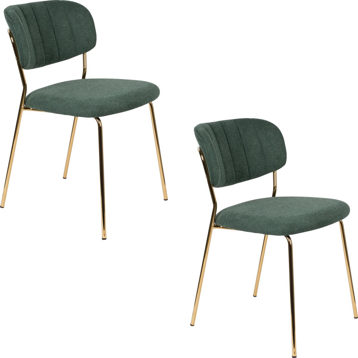 Housecraft Living Jolien Eetkamerstoelen Goud/ Donkergroen - Set van 2