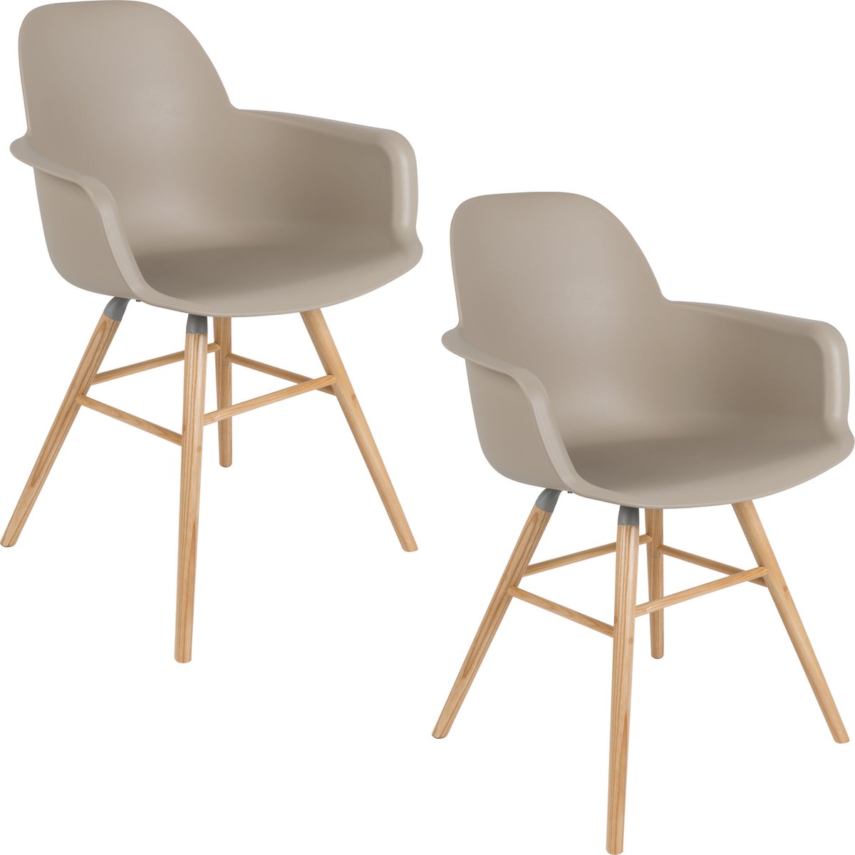 Zuiver Albert Kuip Eetkamerstoelen Armleuning Taupe - Set van 2